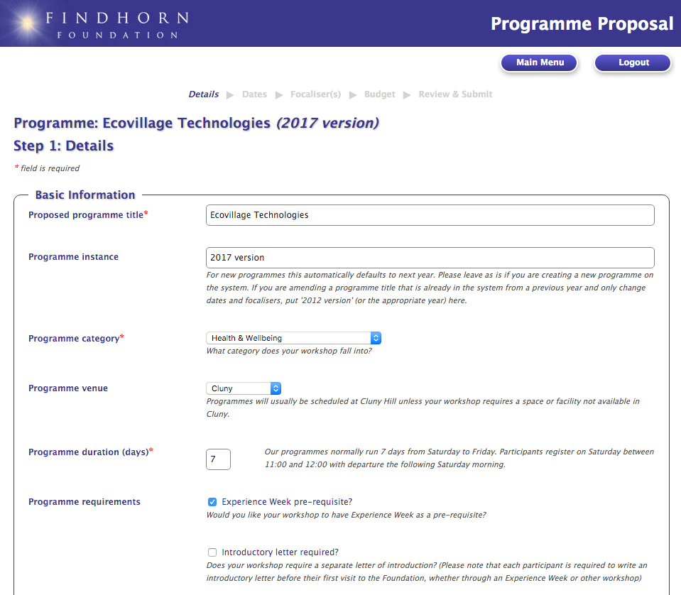 <span class="entry-title-primary">Findhorn Foundation</span> <span class="entry-subtitle">Proposals submission system</span>